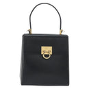 Salvatore Ferragamo Gancini Hand Bag Leather 2way Black Gold Auth 192668-13
