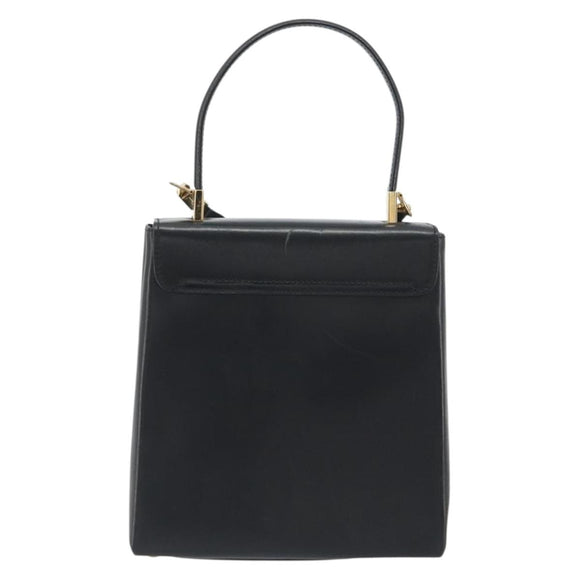 Salvatore Ferragamo Gancini Hand Bag Leather 2way Black Gold Auth 192668