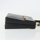 Salvatore Ferragamo Gancini Hand Bag Leather 2way Black Gold Auth 192668-3