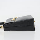 Salvatore Ferragamo Gancini Hand Bag Leather 2way Black Gold Auth 192668-4