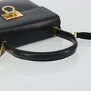 Salvatore Ferragamo Gancini Hand Bag Leather 2way Black Gold Auth 192668-7
