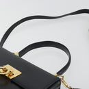 Salvatore Ferragamo Gancini Hand Bag Leather 2way Black Gold Auth 192668-14