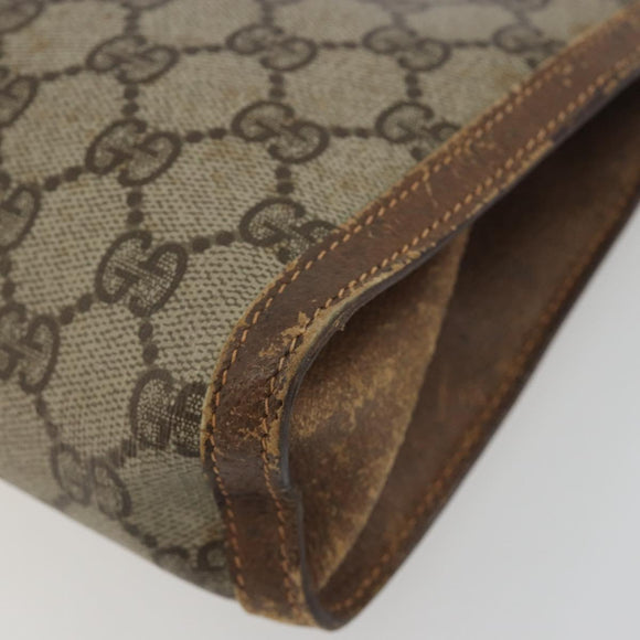 GUCCI GG Supreme Web Sherry Line Bag PVC Beige Gold 156 01 032 Auth 192673