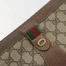 GUCCI GG Supreme Web Sherry Line Bag PVC Beige Gold 156 01 032 Auth 192673-9