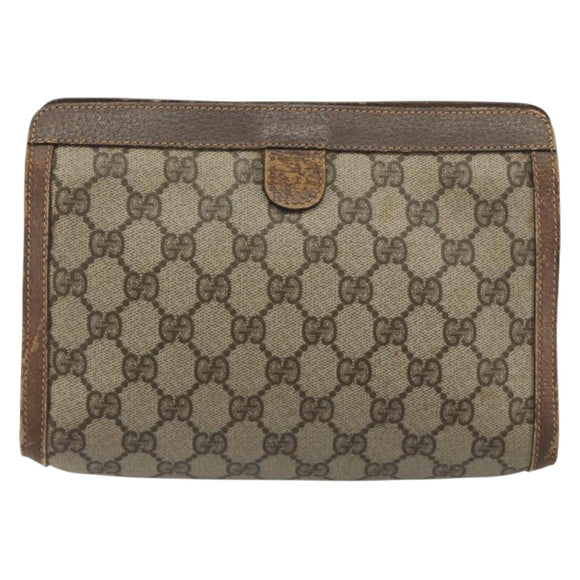 GUCCI GG Supreme Web Sherry Line Bag PVC Beige Gold 156 01 032 Auth 192673