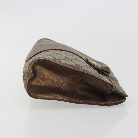 GUCCI GG Supreme Web Sherry Line Bag PVC Beige Gold 156 01 032 Auth 192673