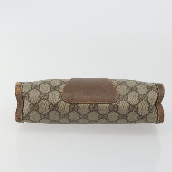 GUCCI GG Supreme Web Sherry Line Bag PVC Beige Gold 156 01 032 Auth 192673