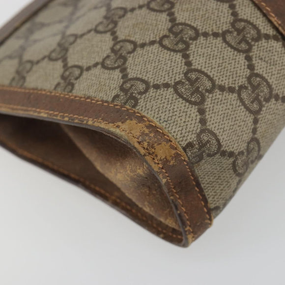 GUCCI GG Supreme Web Sherry Line Bag PVC Beige Gold 156 01 032 Auth 192673