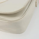 CELINE Circle Shoulder Bag Patent Leather Ivory Silver Auth 192674-14
