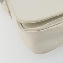 CELINE Circle Shoulder Bag Patent Leather Ivory Silver Auth 192674-15