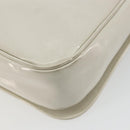 CELINE Circle Shoulder Bag Patent Leather Ivory Silver Auth 192674-16