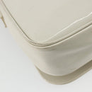CELINE Circle Shoulder Bag Patent Leather Ivory Silver Auth 192674-17