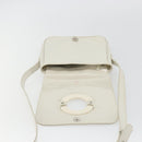 CELINE Circle Shoulder Bag Patent Leather Ivory Silver Auth 192674-19