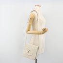 CELINE Circle Shoulder Bag Patent Leather Ivory Silver Auth 192674-25