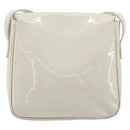 CELINE Circle Shoulder Bag Patent Leather Ivory Silver Auth 192674-2
