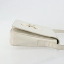 CELINE Circle Shoulder Bag Patent Leather Ivory Silver Auth 192674-3
