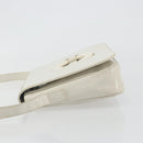 CELINE Circle Shoulder Bag Patent Leather Ivory Silver Auth 192674-4