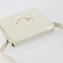 CELINE Circle Shoulder Bag Patent Leather Ivory Silver Auth 192674-6