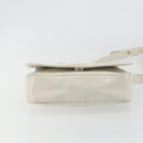 CELINE Circle Shoulder Bag Patent Leather Ivory Silver Auth 192674-5