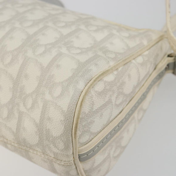 Christian Dior Trotter Canvas Romantic Bag PVC White Silver Auth 192675A
