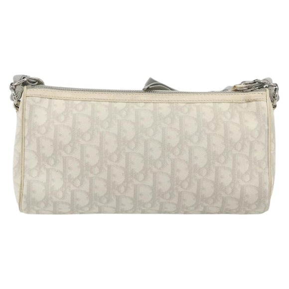 Christian Dior Trotter Canvas Romantic Bag PVC White Silver Auth 192675A