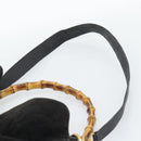 GUCCI Bamboo Shoulder Bag Suede 2way Black Gold 001 1577 Auth 192682-14