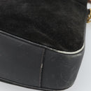 GUCCI Bamboo Shoulder Bag Suede 2way Black Gold 001 1577 Auth 192682-15