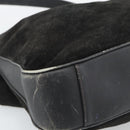 GUCCI Bamboo Shoulder Bag Suede 2way Black Gold 001 1577 Auth 192682-16