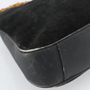 GUCCI Bamboo Shoulder Bag Suede 2way Black Gold 001 1577 Auth 192682-17