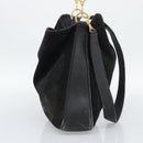 GUCCI Bamboo Shoulder Bag Suede 2way Black Gold 001 1577 Auth 192682-3