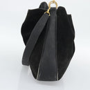 GUCCI Bamboo Shoulder Bag Suede 2way Black Gold 001 1577 Auth 192682-4