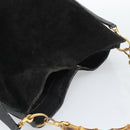 GUCCI Bamboo Shoulder Bag Suede 2way Black Gold 001 1577 Auth 192682-6