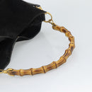GUCCI Bamboo Shoulder Bag Suede 2way Black Gold 001 1577 Auth 192682-7