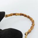 GUCCI Bamboo Shoulder Bag Suede 2way Black Gold 001 1577 Auth 192682-8