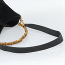 GUCCI Bamboo Shoulder Bag Suede 2way Black Gold 001 1577 Auth 192682-9