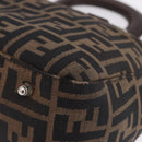FENDI Zucca Canvas Hand Bag Brown Silver Auth 192690A-14