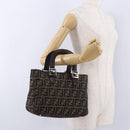 FENDI Zucca Canvas Hand Bag Brown Silver Auth 192690A-22