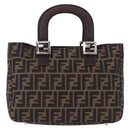 FENDI Zucca Canvas Hand Bag Brown Silver Auth 192690A-13