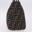 FENDI Zucca Canvas Hand Bag Brown Silver Auth 192690A-4