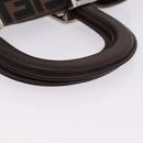 FENDI Zucca Canvas Hand Bag Brown Silver Auth 192690A-7