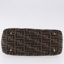 FENDI Zucca Canvas Hand Bag Brown Silver Auth 192690A-5