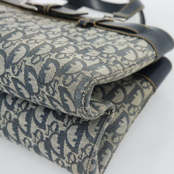 Christian Dior Trotter Canvas Hand Bag Navy Silver Auth 192691