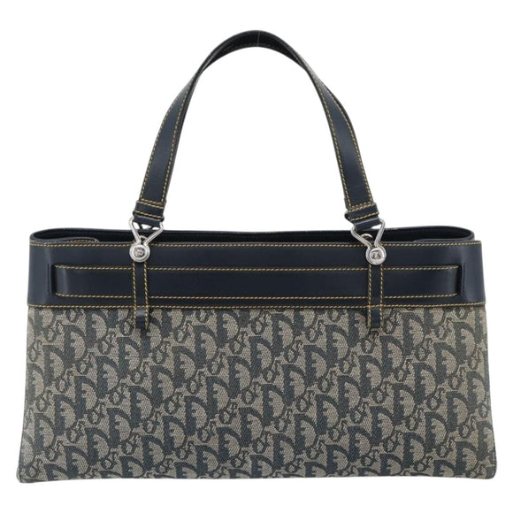 Christian Dior Trotter Canvas Hand Bag Navy Silver Auth 192691