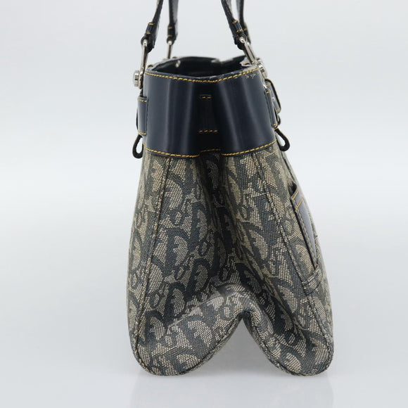 Christian Dior Trotter Canvas Hand Bag Navy Silver Auth 192691