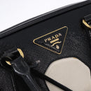 PRADA Hand Bag Saffiano leather 2way Black Gold Tone Auth 192692A-20