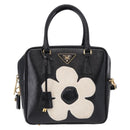 PRADA Hand Bag Saffiano leather 2way Black Gold Tone Auth 192692A-13