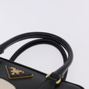 PRADA Hand Bag Saffiano leather 2way Black Gold Tone Auth 192692A-14