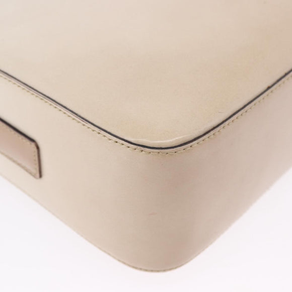 PRADA Shoulder Bag Leather Ivory Silver Auth 192693A