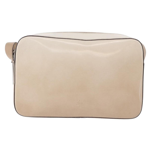 PRADA Shoulder Bag Leather Ivory Silver Auth 192693A