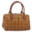 MCM Vicetos Hand Bag PVC Leather Brown Gold Tone Auth 192694-1